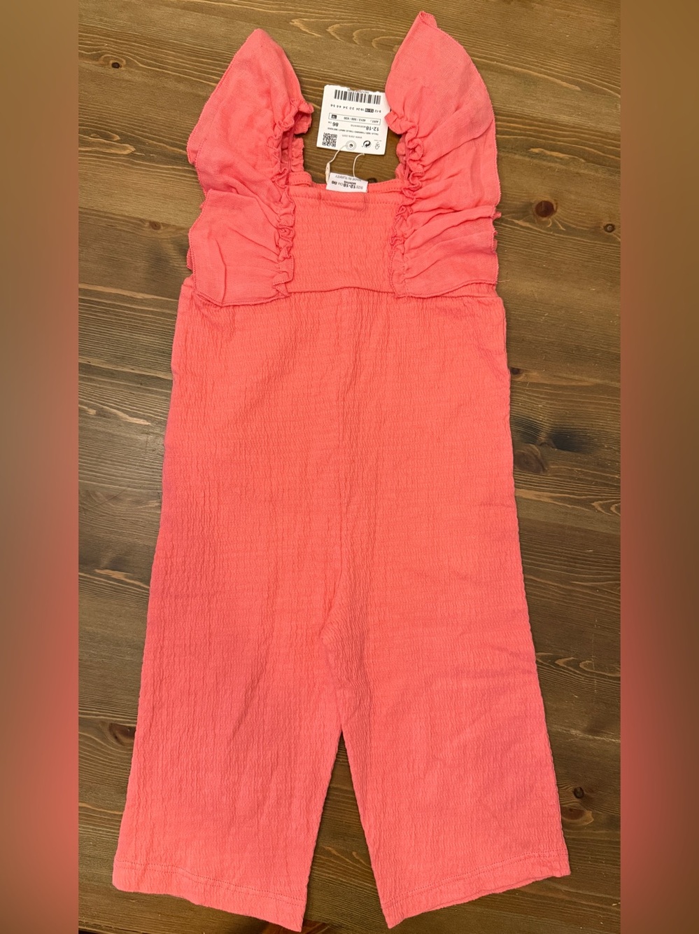 NEW Zara Coral Pink Ruffled One-Piece Bodysuit Jumper (12-18M)